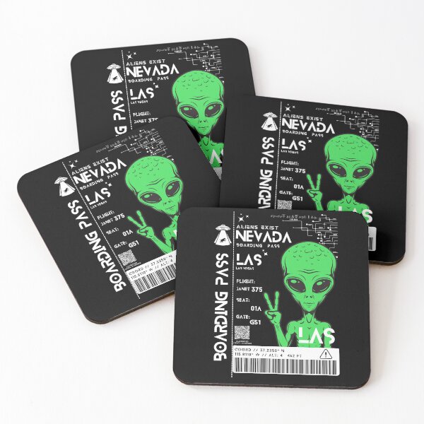 Item preview, Las Vegas Nevada Boarding Pass Stylized Area 51 Aliens Exist Black designed and sold by InkWhirl.