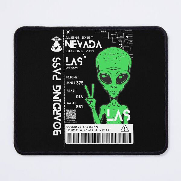 Item preview, Las Vegas Nevada Boarding Pass Stylized Area 51 Aliens Exist Black designed and sold by InkWhirl.