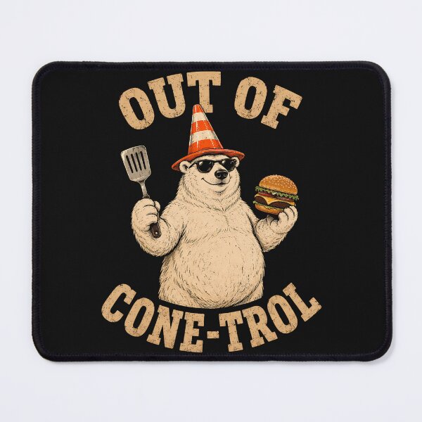 Item preview, Out Of Cone-Trol Funny Bear Grilling Barbecue Pun designed and sold by BrockmeyeSB.