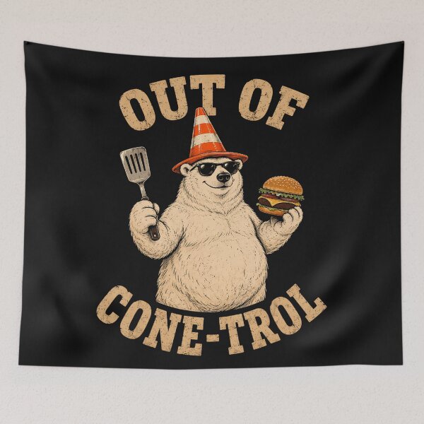 Item preview, Out Of Cone-Trol Funny Bear Grilling Barbecue Pun designed and sold by BrockmeyeSB.