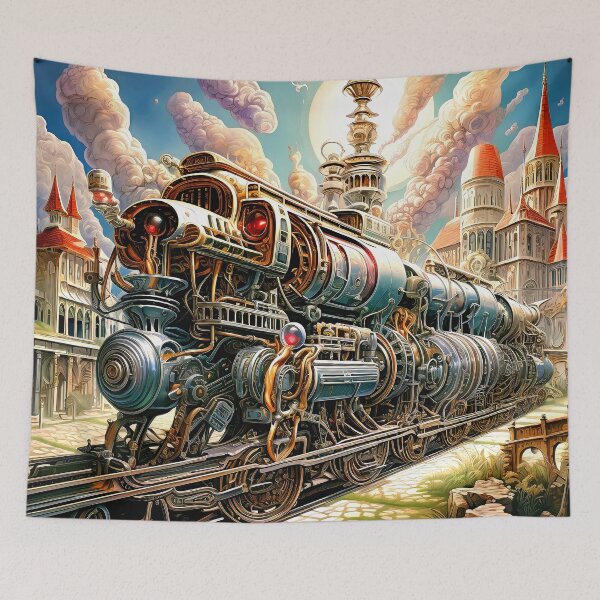 Item preview, Fantasy Train Locomotive Imaginary Surrealistic Bizarre Universe Art designed and sold by DEC02.