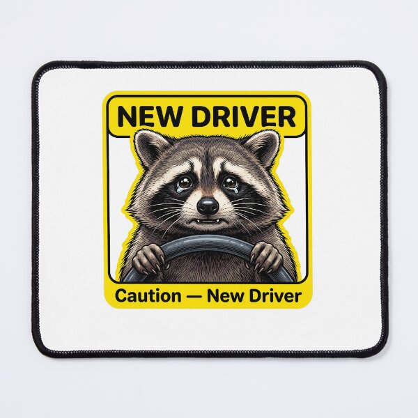 Item preview, Cautious New Driver Raccoon designed and sold by Roy & Tiffany.