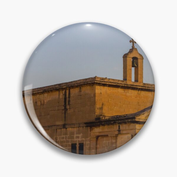 Item preview, Sunlit Stone Chapel With Bell Tower and Cross at Sunset in a Mediterranean Town designed and sold by Nmallia.