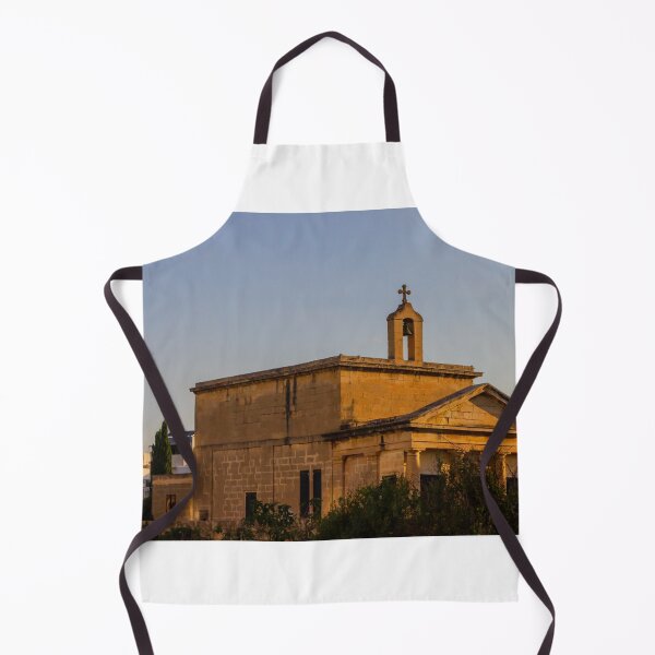 Item preview, Sunlit Stone Chapel With Bell Tower and Cross at Sunset in a Mediterranean Town designed and sold by Nmallia.