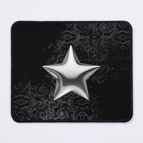 Item preview, Silver Chrome Star Gothic Damask - Y2K Cyber Goth Print designed and sold by BrontesWhimsyStore.