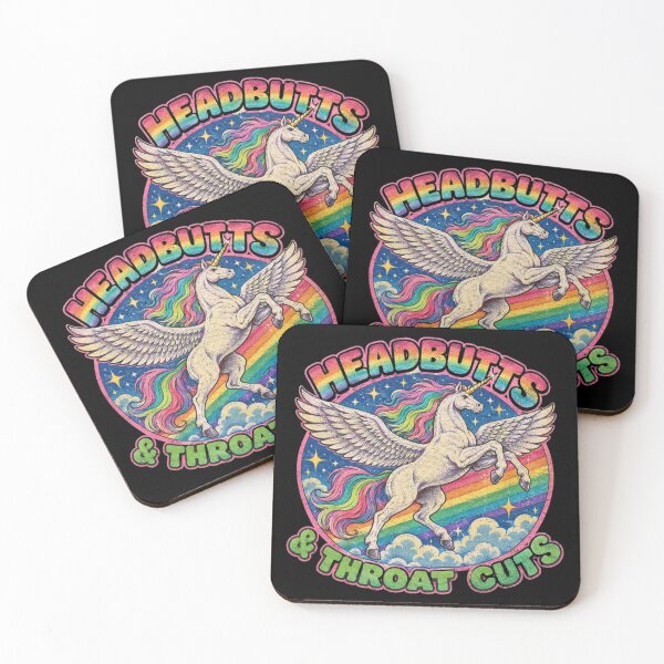 Item preview, Vintage Retro Funny Unicorn Headbutts & Throat Cuts Dark Humor designed and sold by WolfmanProphecy.