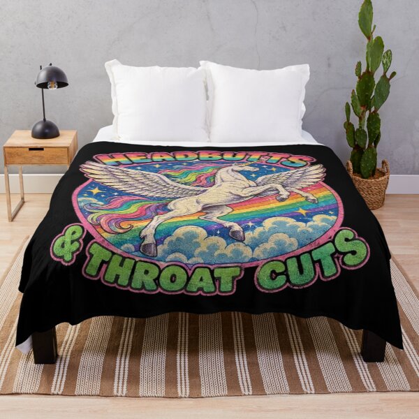 Item preview, Vintage Retro Funny Unicorn Headbutts & Throat Cuts Dark Humor designed and sold by WolfmanProphecy.