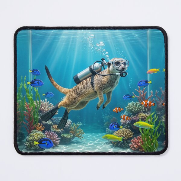 Item preview, Meerkat Scuba Diver Explores Fish Tank designed and sold by Tridentulus.