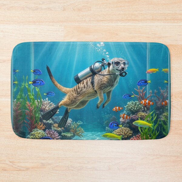 Item preview, Meerkat Scuba Diver Explores Fish Tank designed and sold by Tridentulus.