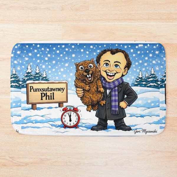 Item preview, Groundhog Day Punxsutawney Phil Cartoon – Funny Winter Holiday Art designed and sold by The Art Queen Of Michigan .