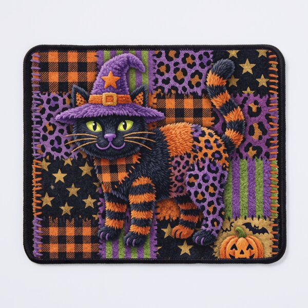 Item preview, Spooky Halloween Cat - Patchwork Art designed and sold by Festive Bug.
