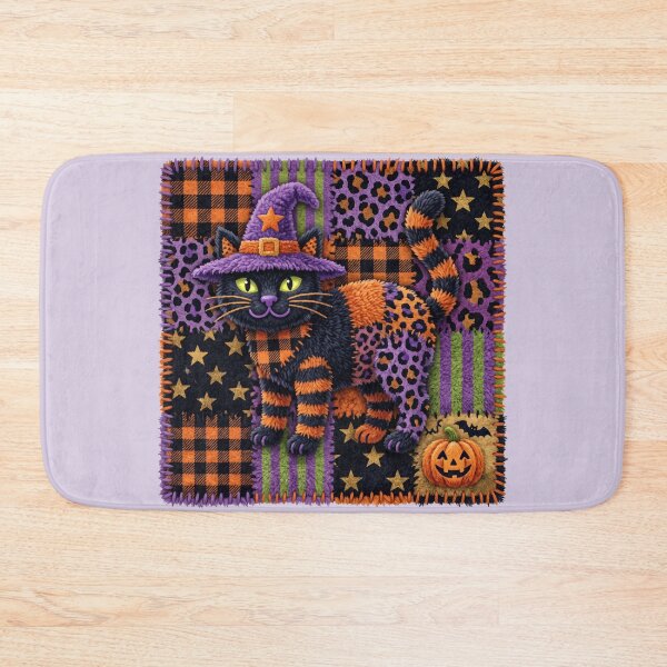 Item preview, Spooky Halloween Cat - Patchwork Art designed and sold by Festive Bug.