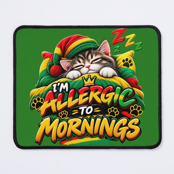 Item preview, Funny Rasta Cat I'm Allergic To Mornings Reggae Vibe designed and sold by digitalbob60.