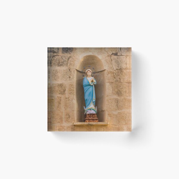 Item preview, Painted Virgin Mary Statue in Stone Wall Niche on Historic Catholic Church Facade designed and sold by Nmallia.