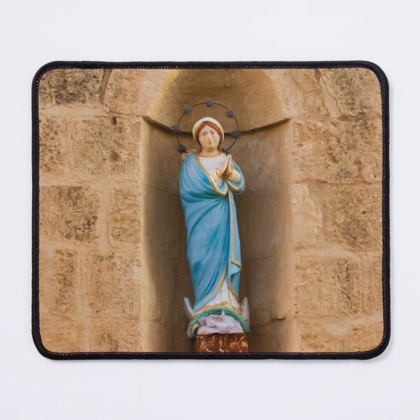 Item preview, Painted Virgin Mary Statue in Stone Wall Niche on Historic Catholic Church Facade designed and sold by Nmallia.
