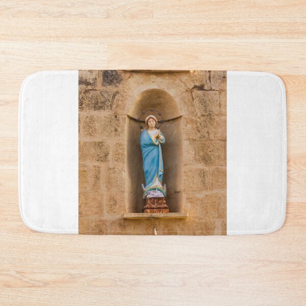 Item preview, Painted Virgin Mary Statue in Stone Wall Niche on Historic Catholic Church Facade designed and sold by Nmallia.