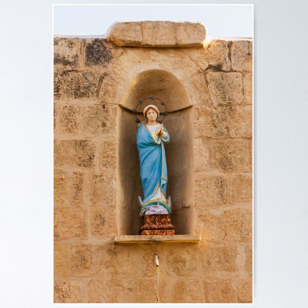 Item preview, Painted Virgin Mary Statue in Stone Wall Niche on Historic Catholic Church Facade designed and sold by Nmallia.