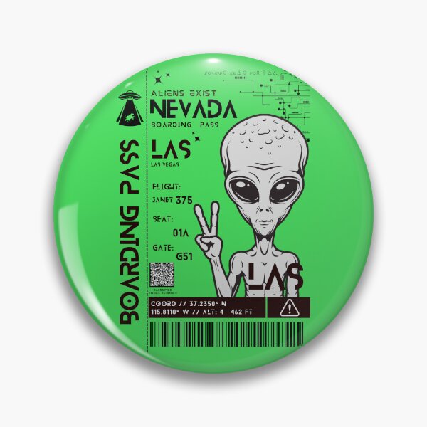 Item preview,  Las Vegas Nevada Boarding Pass Stylized Area 51 Gray Aliens Exist designed and sold by InkWhirl.