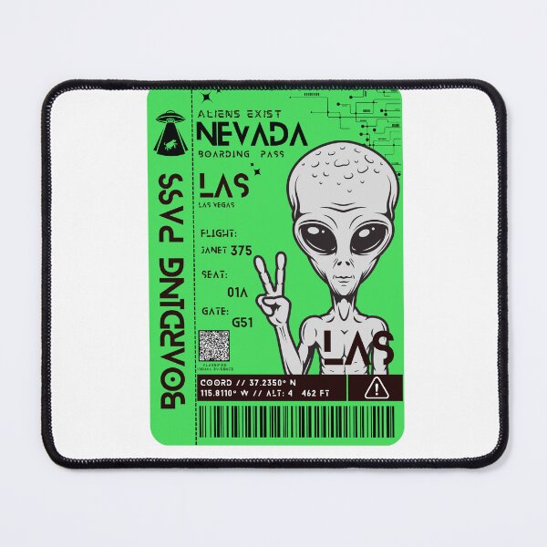 Item preview, Las Vegas Nevada Boarding Pass Stylized Area 51 Gray Aliens Exist designed and sold by InkWhirl.