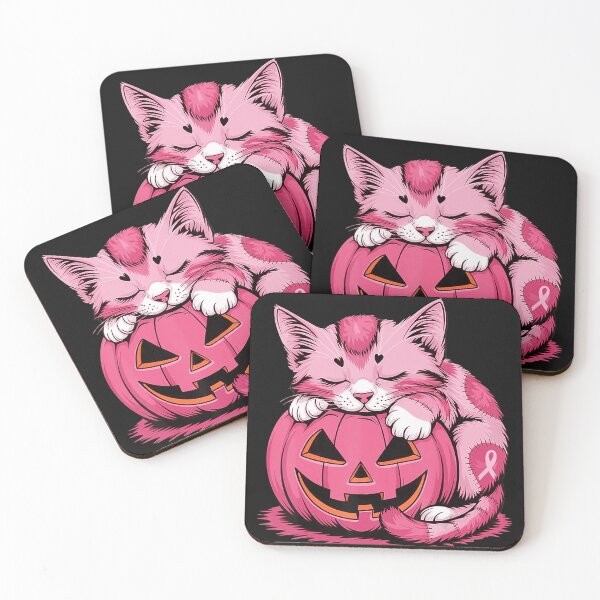 Item preview, Pink Cat Halloween Pumpkin Breast Cancer Awareness designed and sold by BrockmeyeSB.