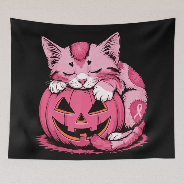 Item preview, Pink Cat Halloween Pumpkin Breast Cancer Awareness designed and sold by BrockmeyeSB.