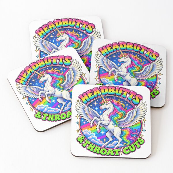 Item preview, Cute Unicorn Headbutts & Throat Cuts Colorful Rainbow Dark Humor designed and sold by WolfmanProphecy.