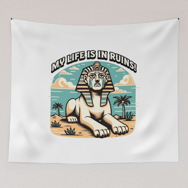 Item preview, Sad Sphinx My Life Is In Ruins Funny Egyptian Art designed and sold by SoyLamderma.
