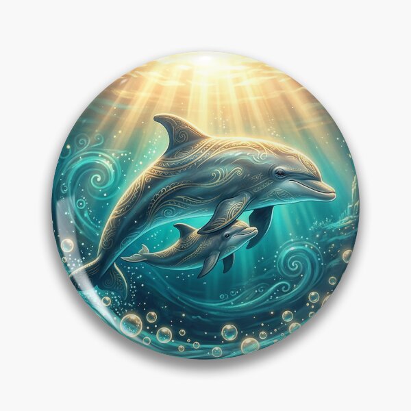 Item preview, Mother & Baby Dolphin — Divine Light Blessing, Tatau Ocean Art designed and sold by Hawaii26.