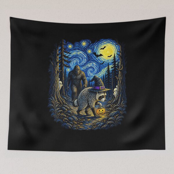 Item preview, Halloween Raccoon Jimothy Moonlit Pumpkin Van Gogh  designed and sold by leevekaArt.