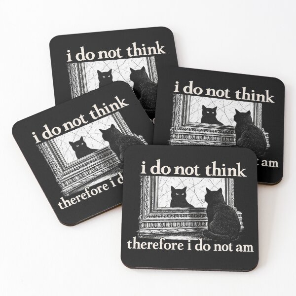Item preview, I Do Not Think Therefore I Do Not Am Black Cat Funny Philosophy Quote designed and sold by flowerpower999.