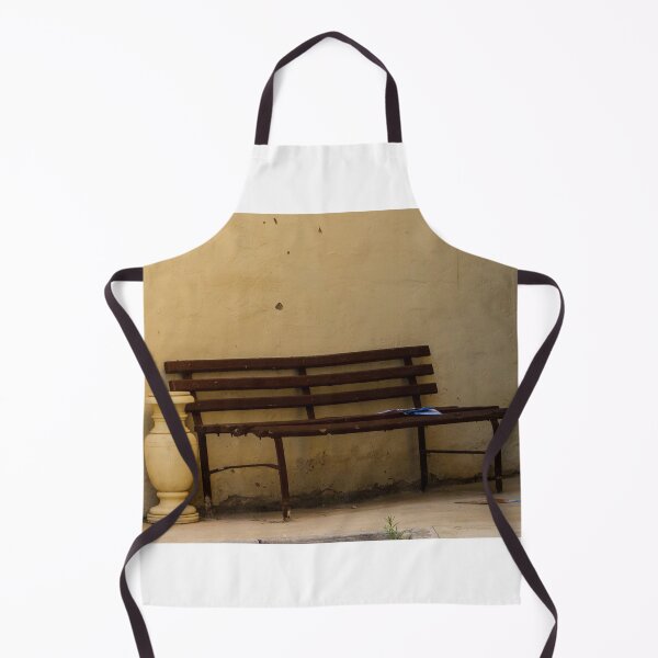 Item preview, Empty Rustic Bench Against a Weathered Wall in a Quiet Urban Corner designed and sold by Nmallia.