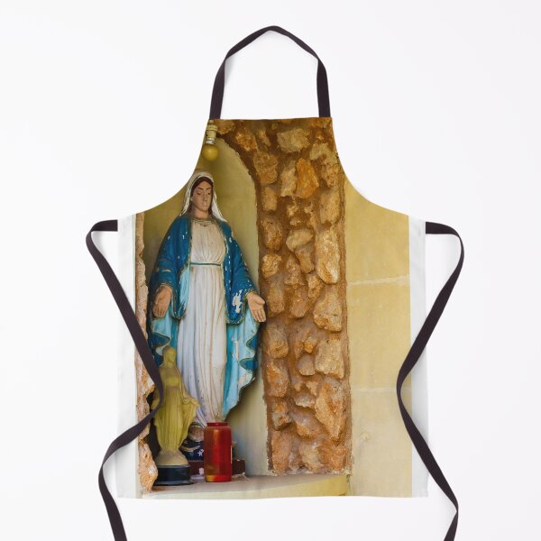 Item preview, Virgin Mary Statue in Stone Shrine Niche With Votive Candle and Blue Robe designed and sold by Nmallia.