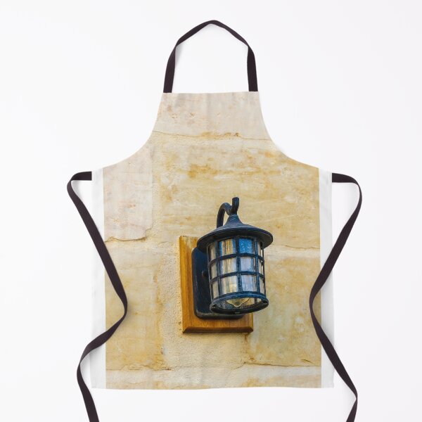 Item preview, Vintage Wall Lantern With Bulb and Rusted Metal Fixture Against Beige Tiled Wall designed and sold by Nmallia.