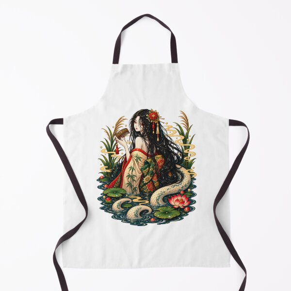 Item preview, Mystical Serpent Geisha | A mysterious Nure-Onna folklore spirit |Japanese Water Spirit Woman with Lotus Flowers designed and sold by MrDev.