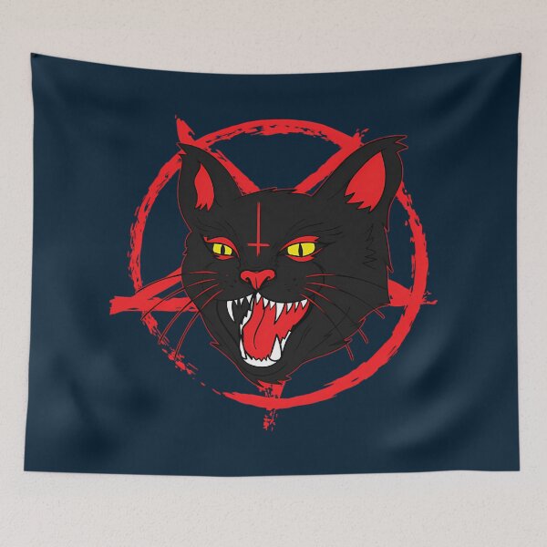Item preview, Devil Cat Black Pentagram Satanic Hail Satan Occult  designed and sold by ShayneViki.