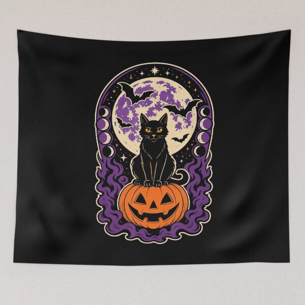 Item preview, Black Cat Jack O Lantern Full Moon Halloween Witchy Design designed and sold by NoeValdric.