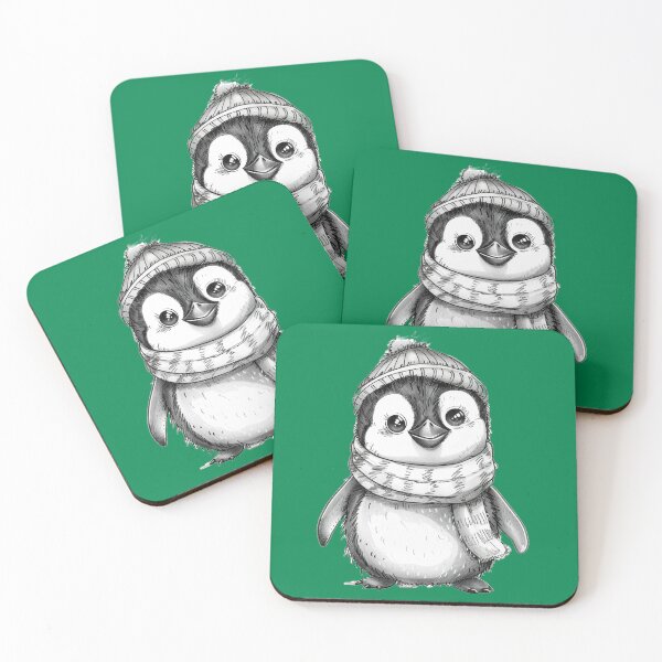 Item preview, Cute Baby Penguin in Winter Hat and Scarf Pencil Sketch designed and sold by Artsformore.