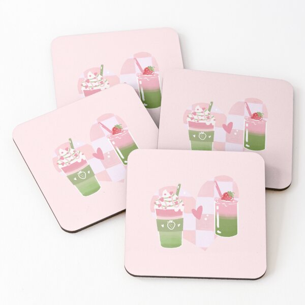 Item preview, Strawberry Matcha Latte Checkerboard Pattern designed and sold by VenusandMoon.