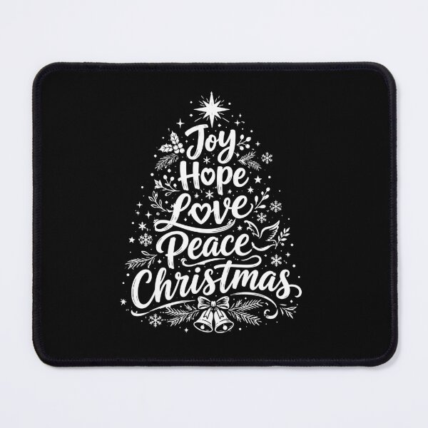 Item preview, Joy Hope Love Peace Christmas Tree Typography Design designed and sold by mraihan.