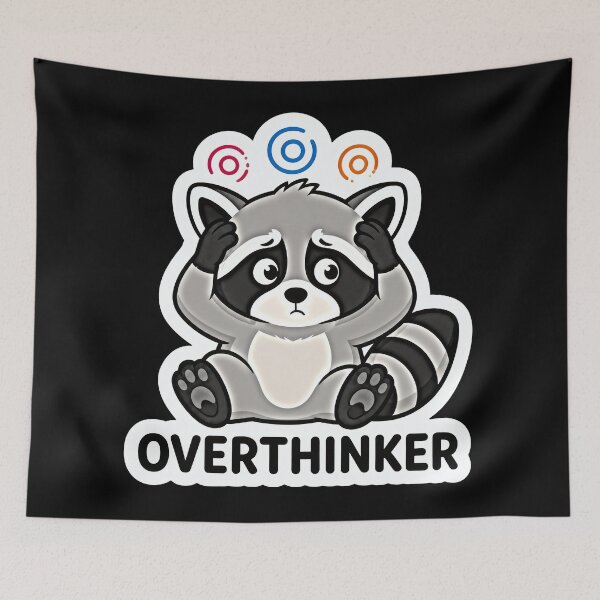 Item preview, Overthinker Cute Raccoon - Relatable Mental Health Vector Sticker designed and sold by Jaani-T.