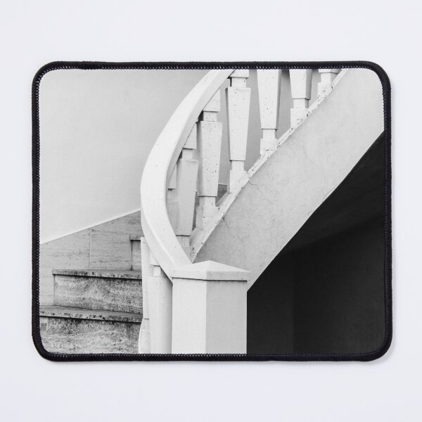 Item preview, Curved Staircase With White Balustrade and Textured Stone Steps in Minimal Architecture designed and sold by Nmallia.