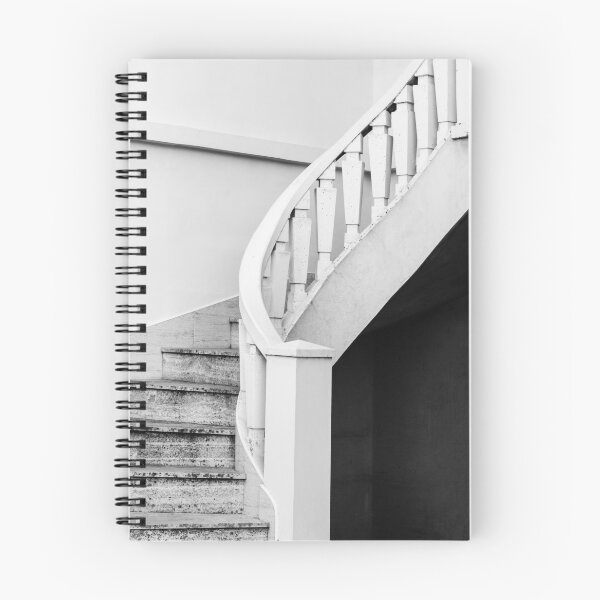 Item preview, Curved Staircase With White Balustrade and Textured Stone Steps in Minimal Architecture designed and sold by Nmallia.
