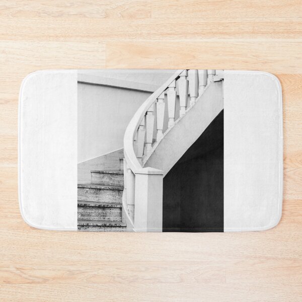 Item preview, Curved Staircase With White Balustrade and Textured Stone Steps in Minimal Architecture designed and sold by Nmallia.