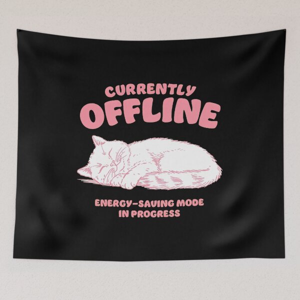 Item preview, Currently Offline Sleeping Cat Energy Saving Mode Funny designed and sold by SoyLamderma.