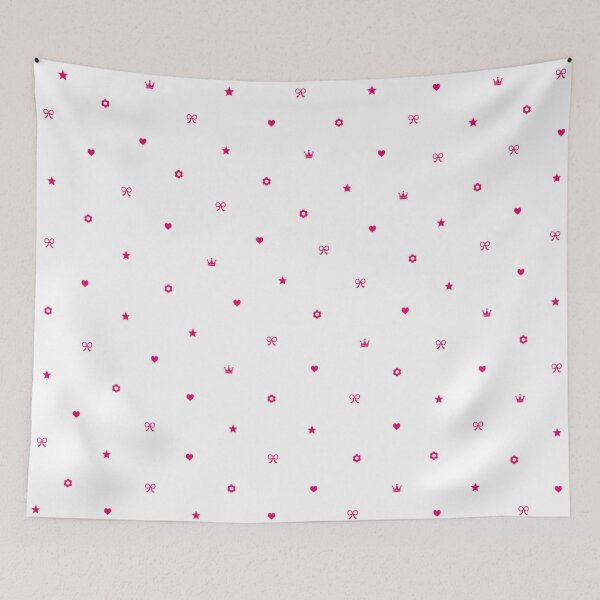 Item preview, Fuchsia Girly Icons – Cute Bows Hearts Crowns & Flowers Pattern designed and sold by HO•Designs.