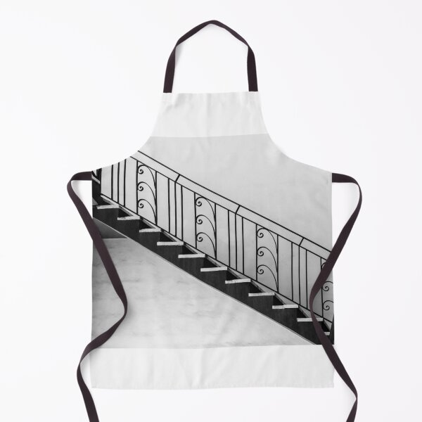 Item preview, Black and White Staircase With Ornate Iron Railing in Minimal Interior Architecture Composition designed and sold by Nmallia.