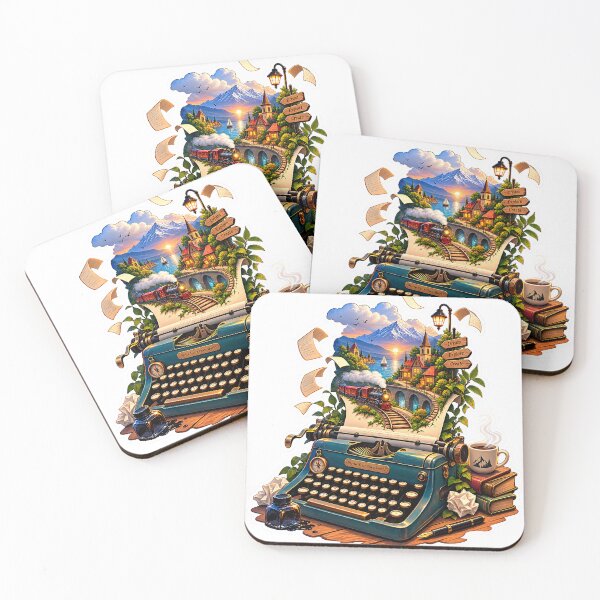 Item preview, Vintage Typewriter Travel Adventure Sticker – Mountain Village & Scenic Railway designed and sold by GenZStickerHub1.