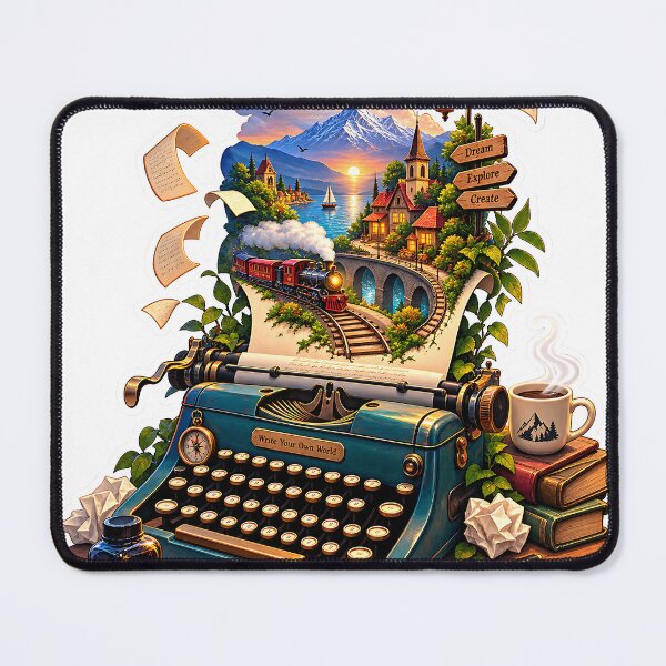 Item preview, Vintage Typewriter Travel Adventure Sticker – Mountain Village & Scenic Railway designed and sold by GenZStickerHub1.