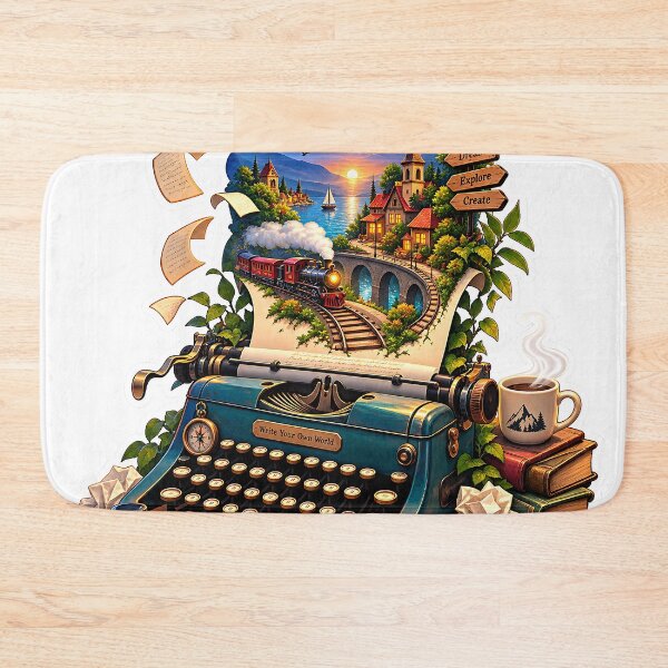 Item preview, Vintage Typewriter Travel Adventure Sticker – Mountain Village & Scenic Railway designed and sold by GenZStickerHub1.