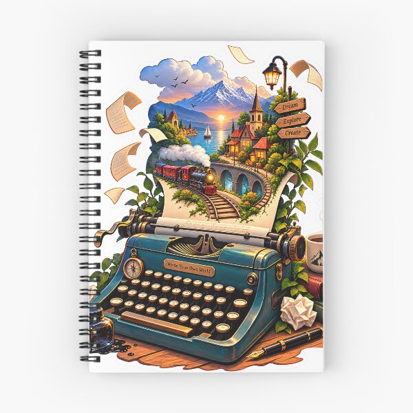 Item preview, Vintage Typewriter Travel Adventure Sticker – Mountain Village & Scenic Railway designed and sold by GenZStickerHub1.